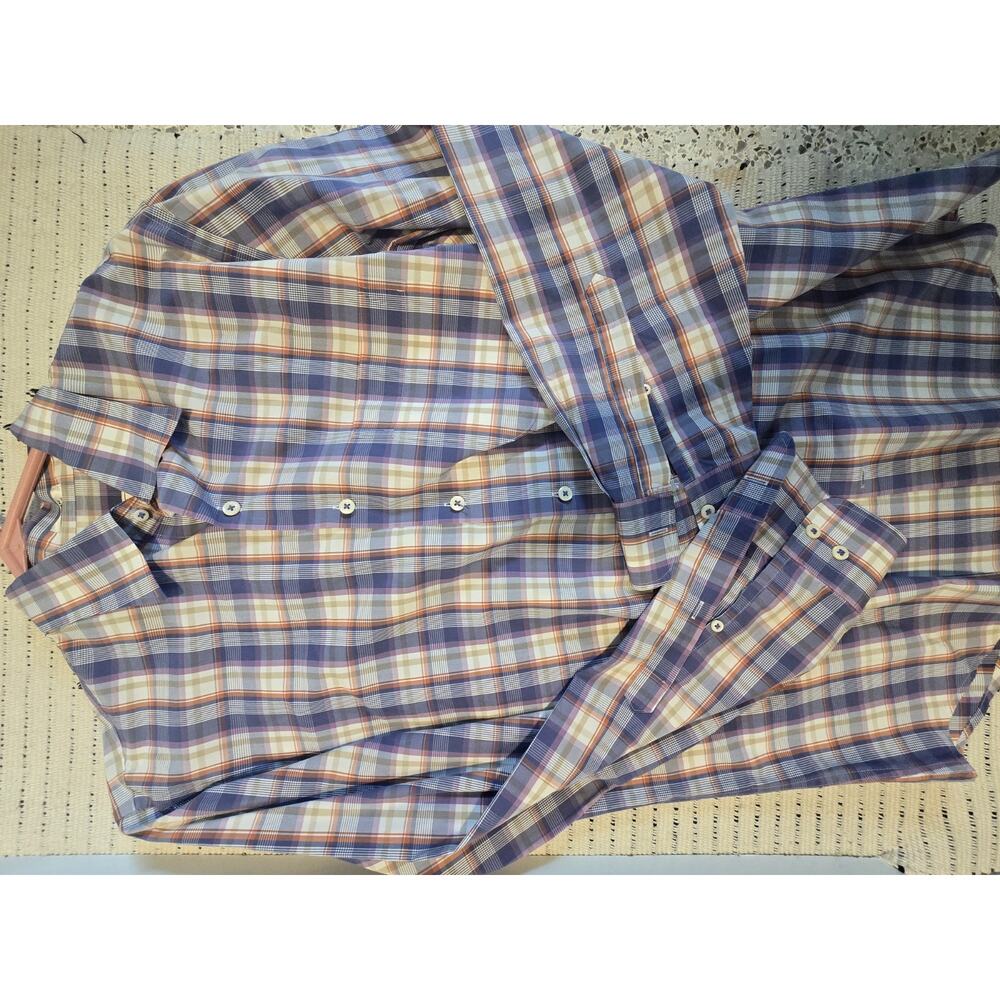 Peter Millar Button Front Shirt Plaid Checks Weekender Wash Long Sleeve Medium M - Picture 4 of 8
